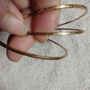 3 bracelet set goldtone bangles texturized